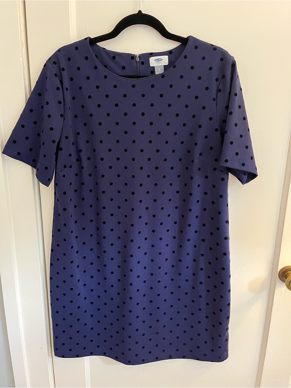 Old Navy Blue/Purple Polka Dot Short Sleeve Shift Dress